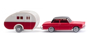 Wiking 020203 - H0 - Ford Taunus 12M mit Wohnwagen